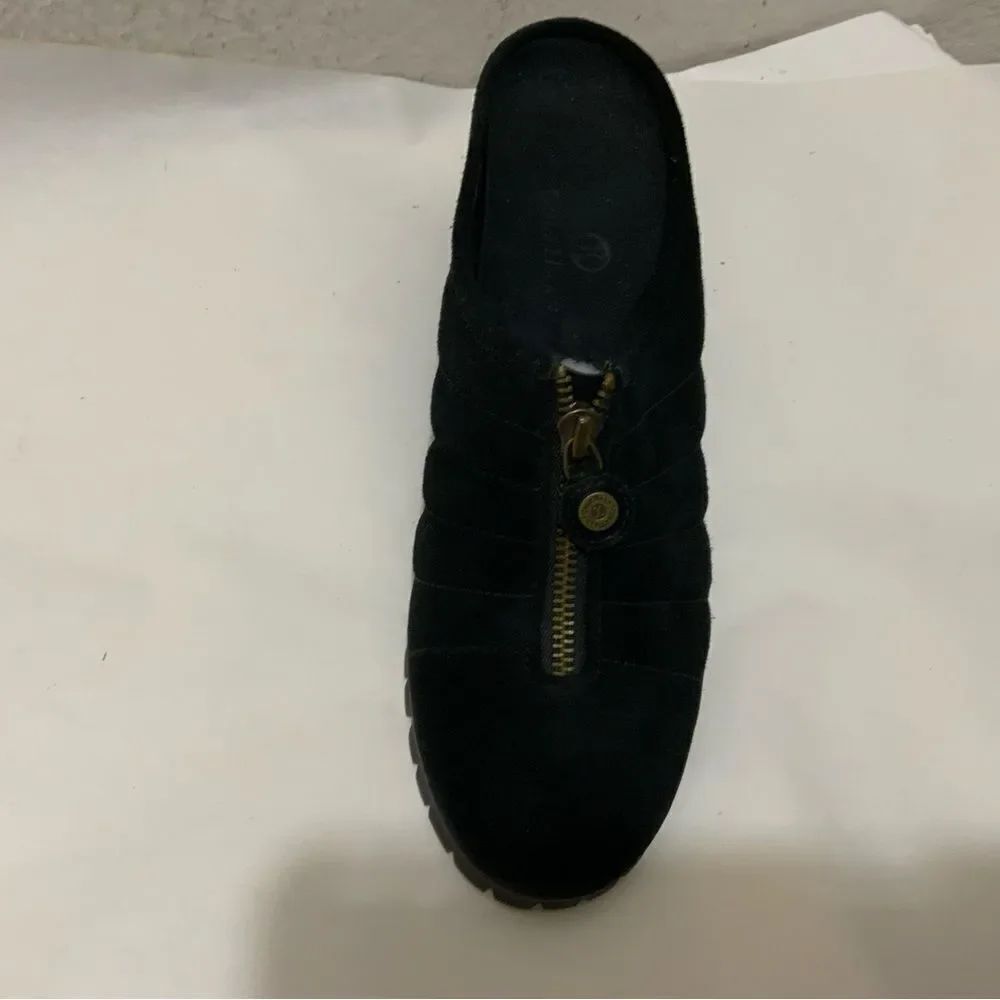 Cole Haan Waterproof Air Mules Women's Black Suede Zipper Chunky Clogs Shoes 8 B